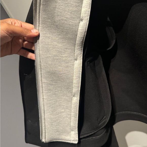 New! Zara Black Cropped Peacoat with Grey Hoodie - Picture 4 of 5